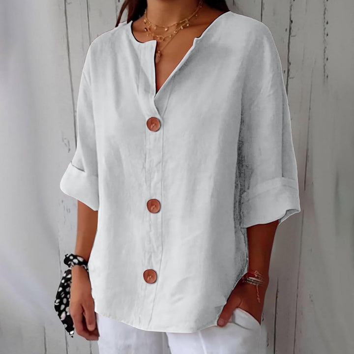 Dames Linnenblouse in casual zomerstijl in Wit
