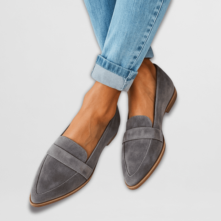 Dames loafer elegant spitse suède in Grijs