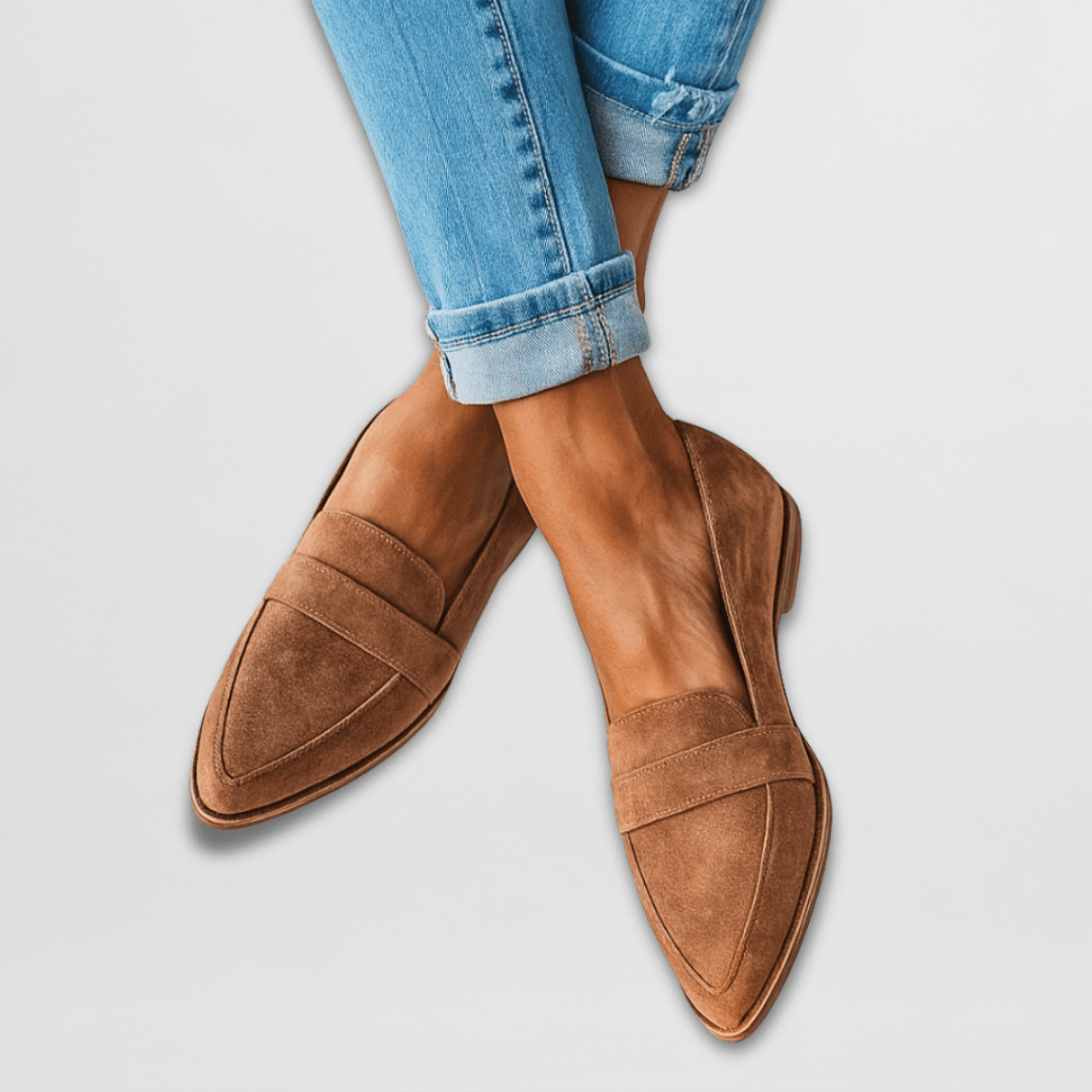 Dames loafer elegant spitse suède in Khaki