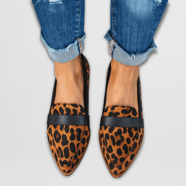 Dames loafer elegant spitse suède in Leopard