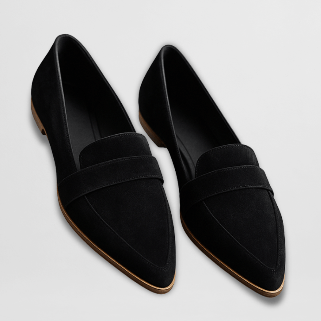 Dames loafer elegant spitse suède in Zwart