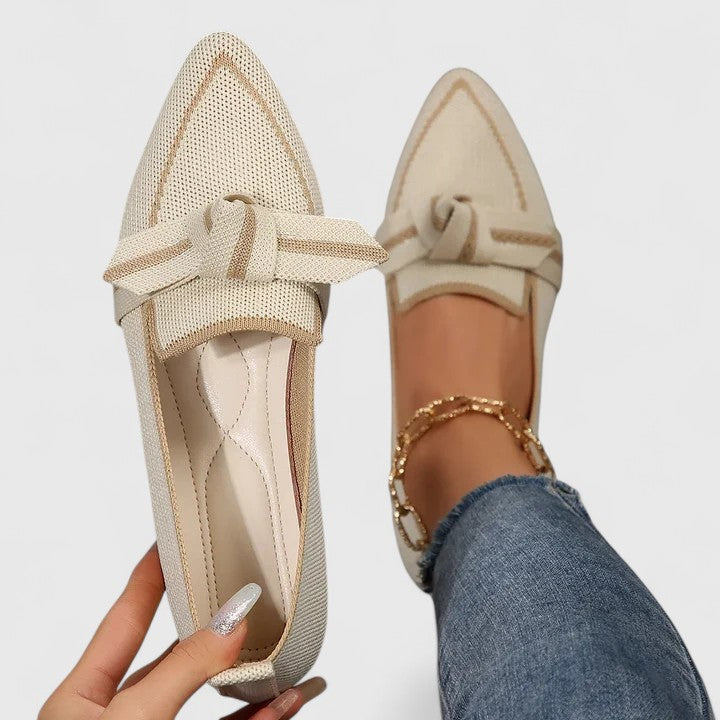 Dames loafer met elegante strik in Beige