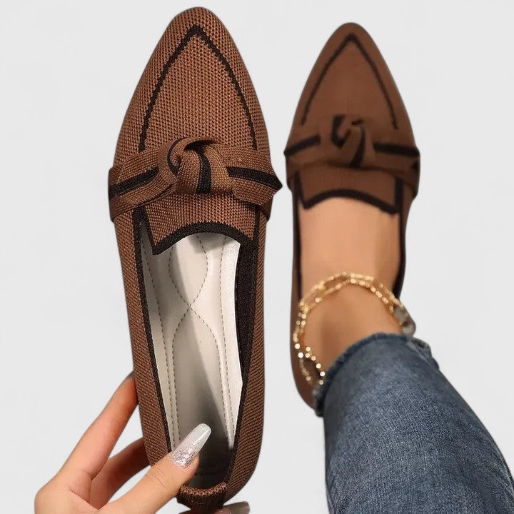 Dames loafer met elegante strik in Khaki