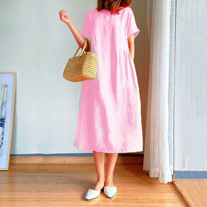 Dames luchtige zomerjurk voor elke gelegenheid in Roze 1