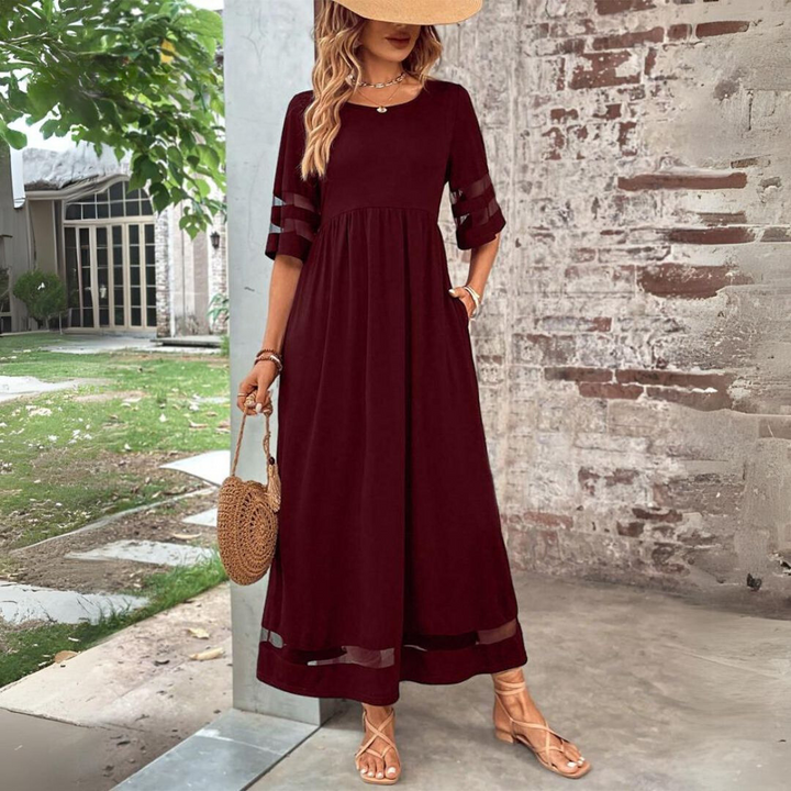 Dames maxi strandjapon van katoen in Rood