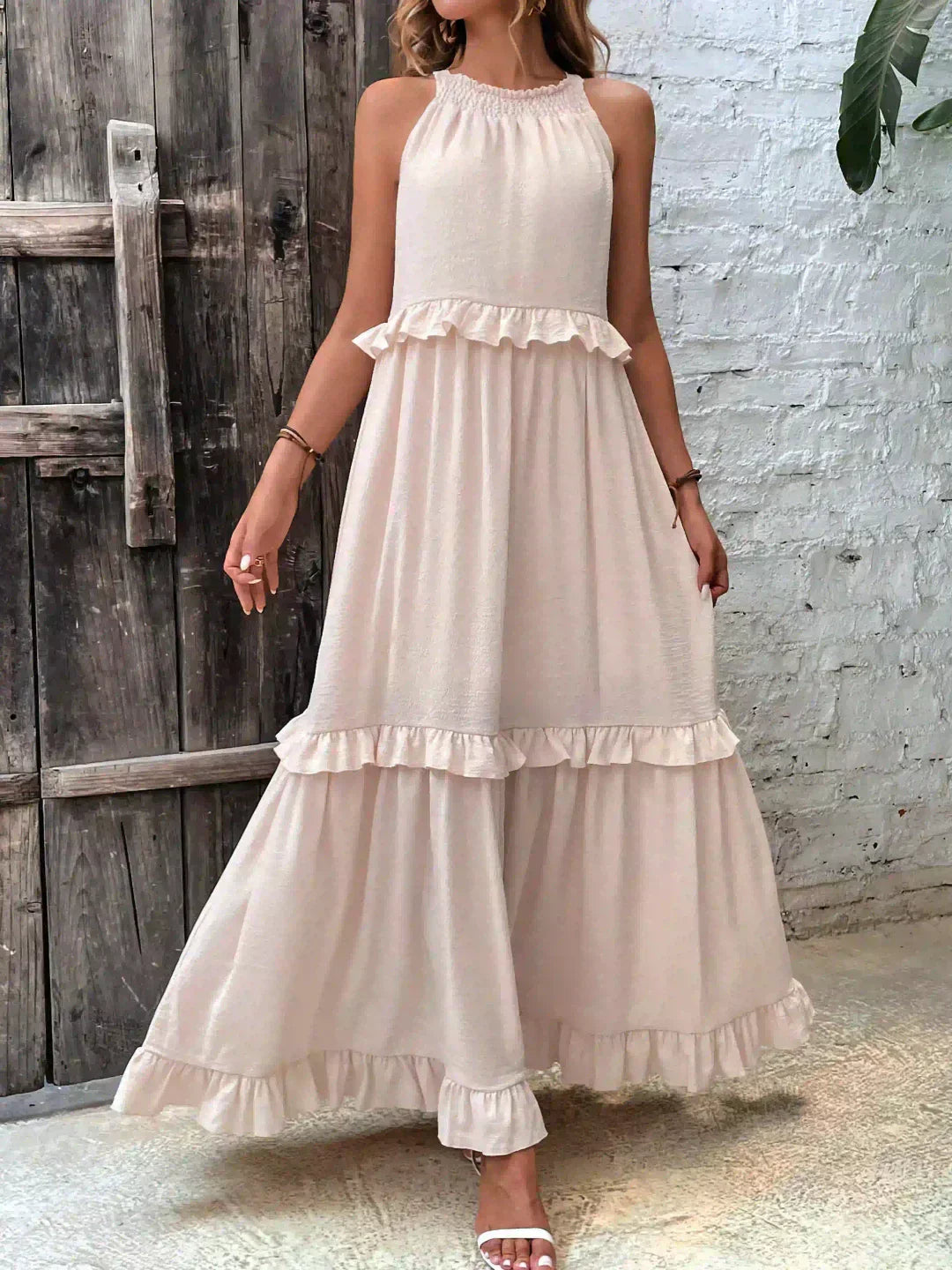 Dames maxi zomerjurk in boho-stijl in Beige 5