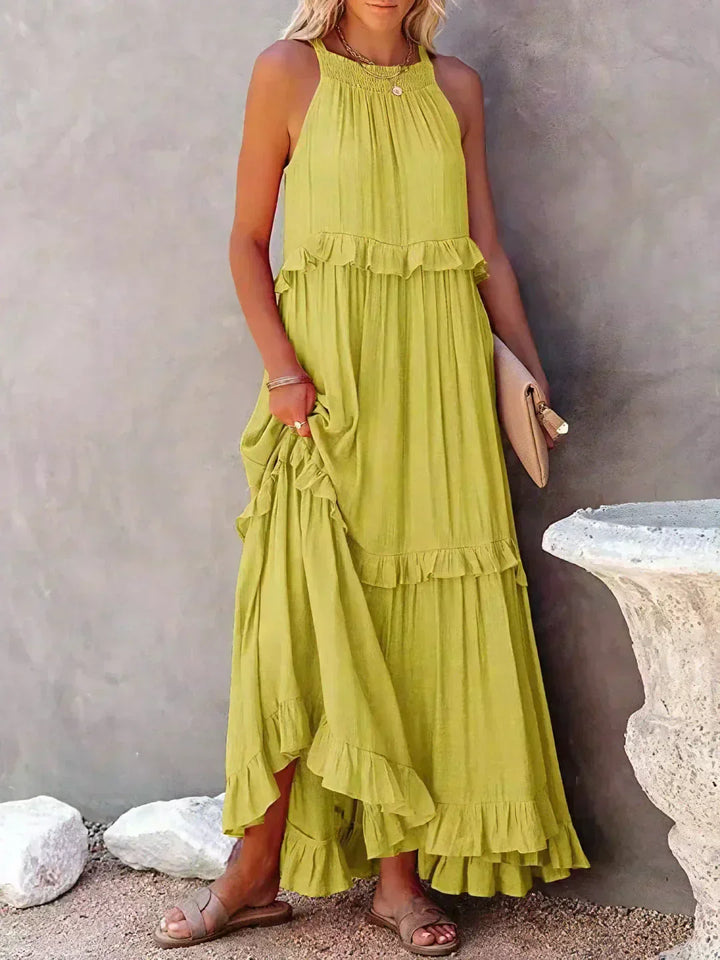 Dames maxi zomerjurk in boho-stijl in Geel 1