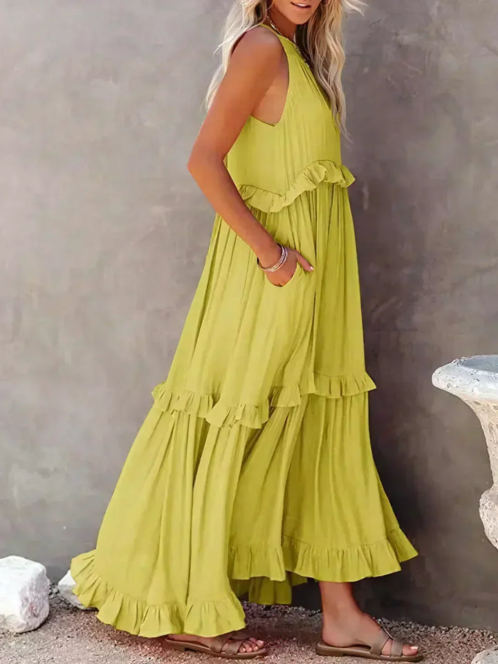 Dames maxi zomerjurk in boho-stijl in Geel 2