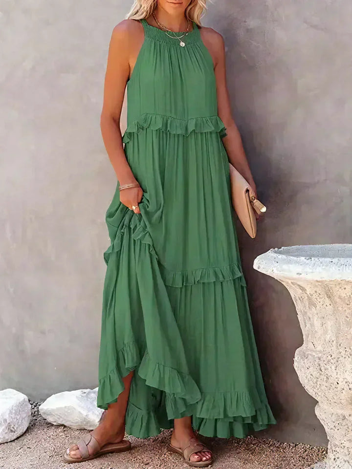 Dames maxi zomerjurk in boho-stijl in Groen 1
