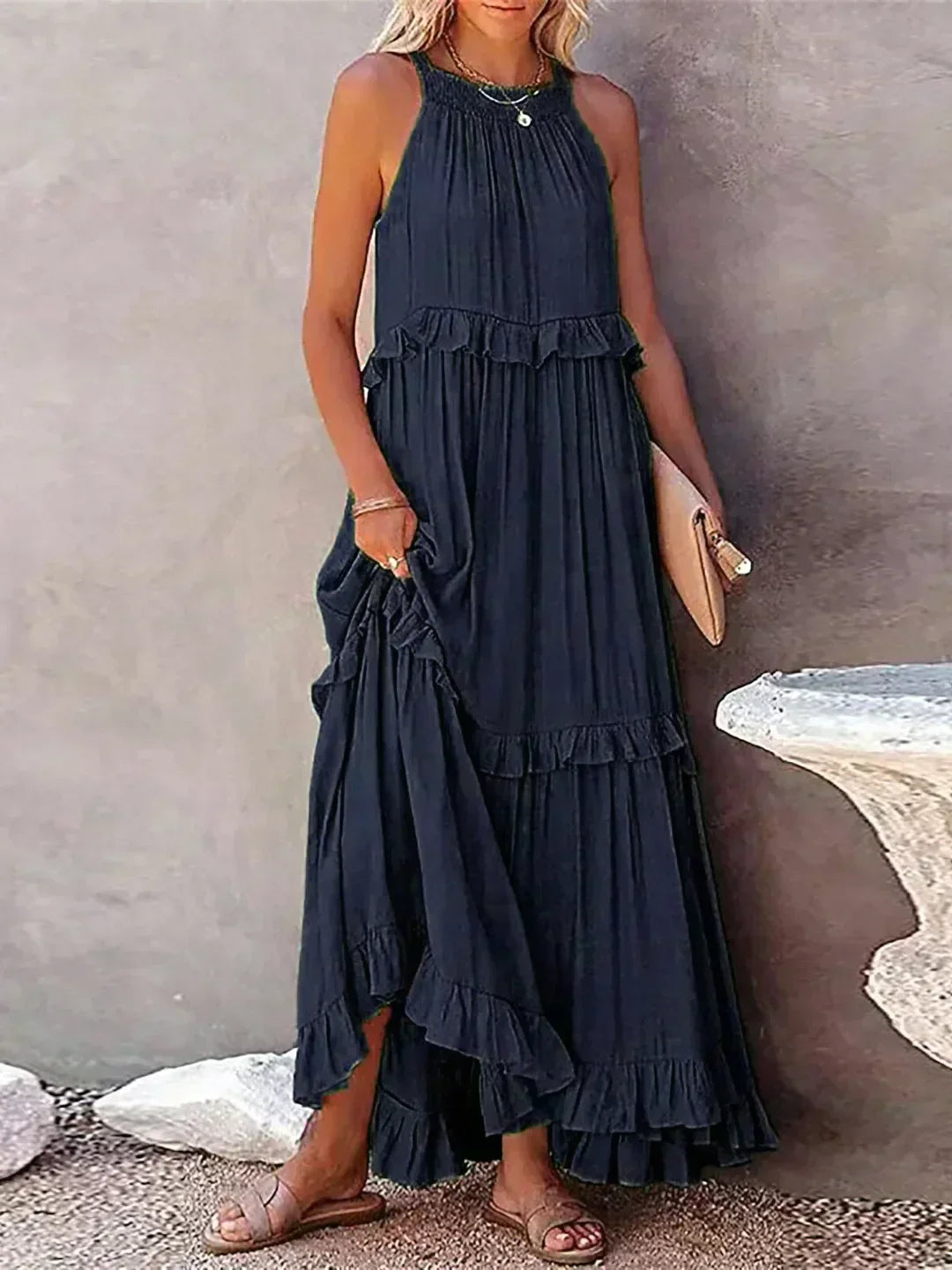 Dames maxi zomerjurk in boho-stijl in Groen 2