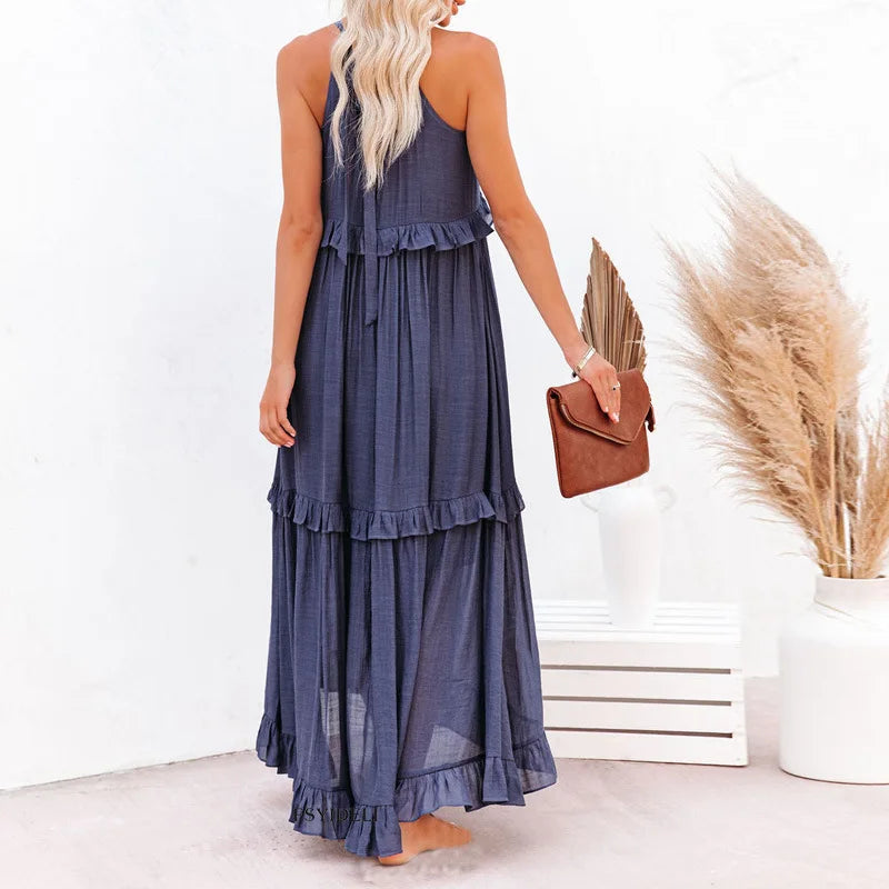 Dames maxi zomerjurk in boho-stijl in Groen 4