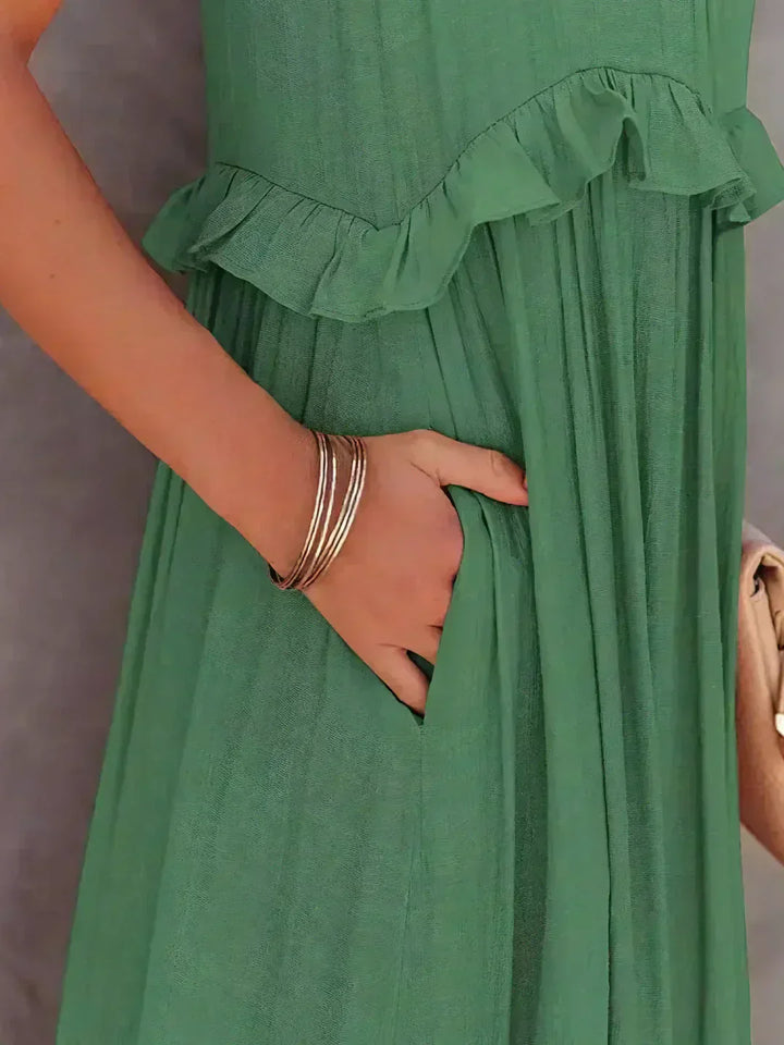 Dames maxi zomerjurk in boho-stijl in Groen 6