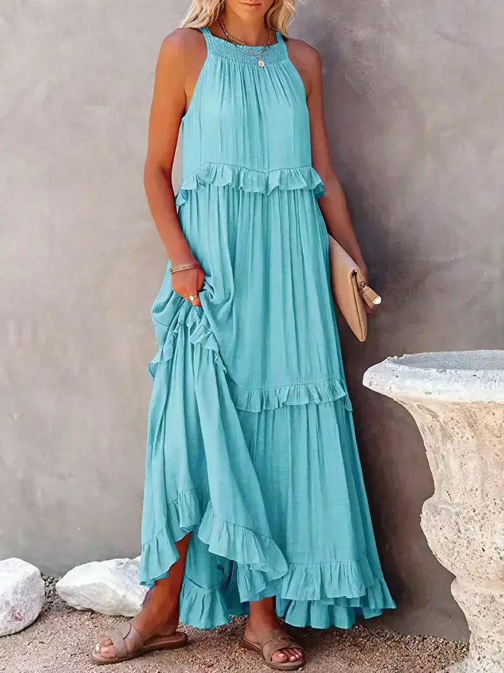 Dames maxi zomerjurk in boho-stijl in Lichtblauw 1