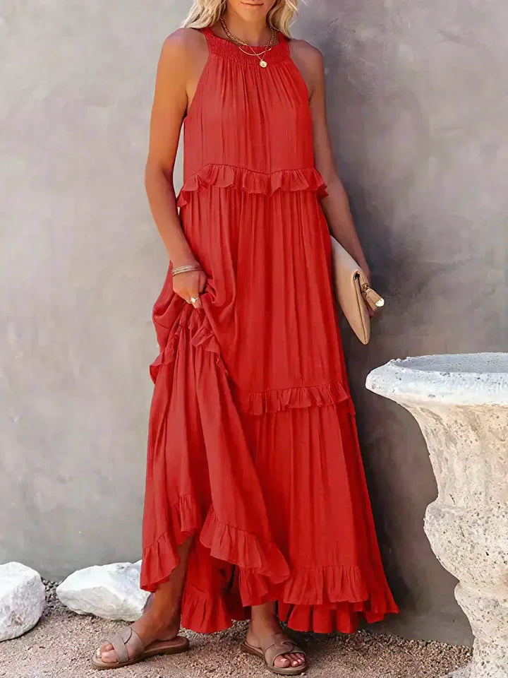 Dames maxi zomerjurk in boho-stijl in Rood 1