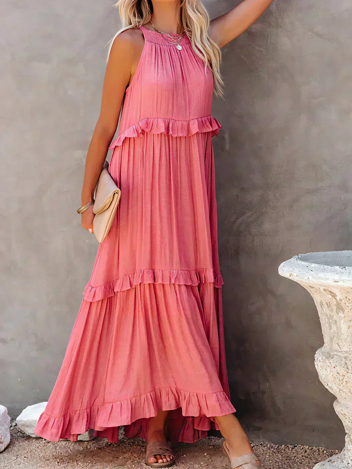 Dames maxi zomerjurk in boho-stijl in Rood 3
