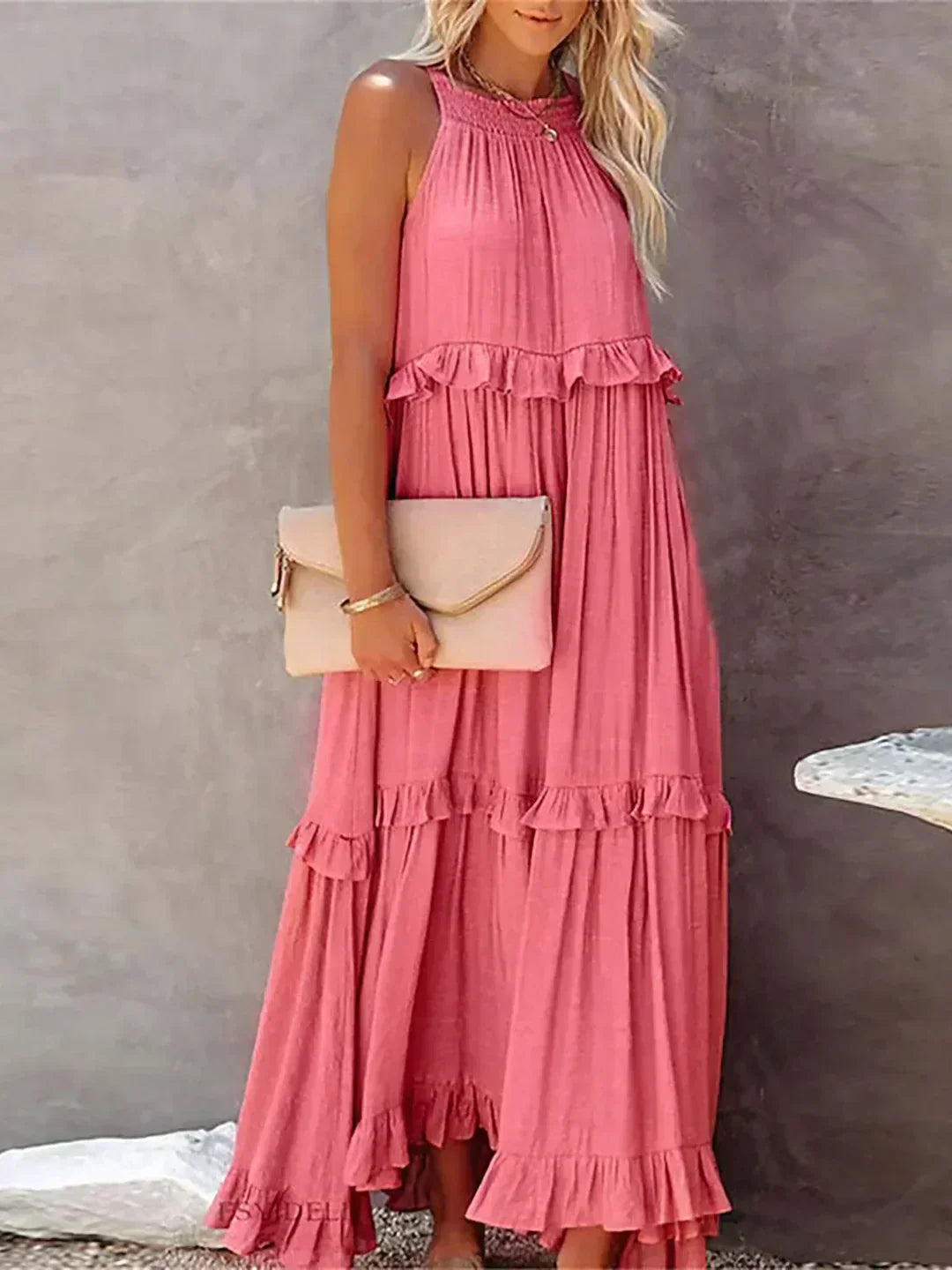 Dames maxi zomerjurk in boho-stijl in Rood 5