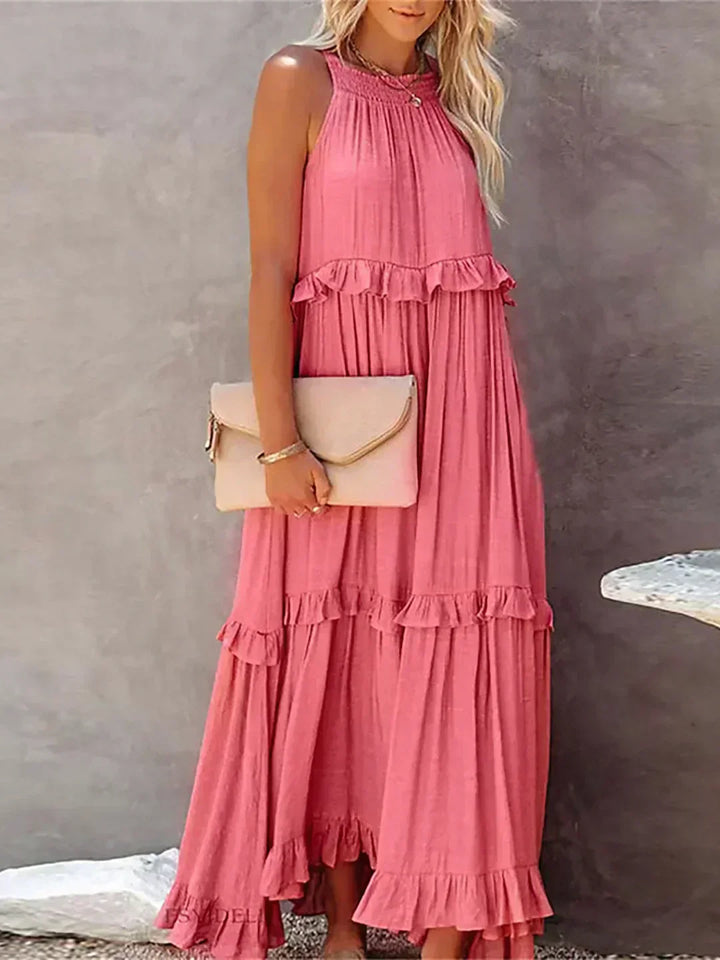 Dames maxi zomerjurk in boho-stijl in Rood 5