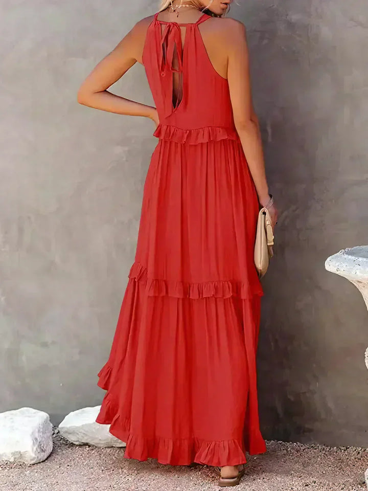 Dames maxi zomerjurk in boho-stijl in Rood 6