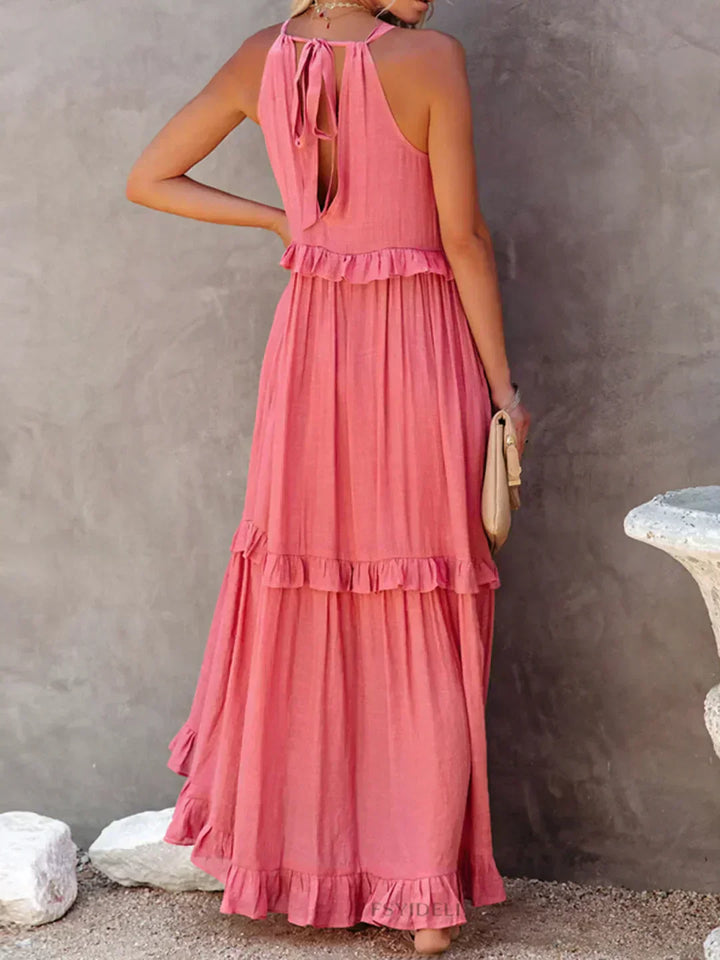 Dames maxi zomerjurk in boho-stijl in Roze 2
