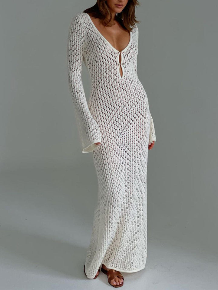 Dames maxi zomerjurk in bohostijl voor het strand in Wit