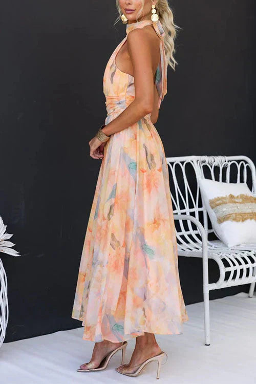Dames maxi zomerjurk met bloemenprint (5)