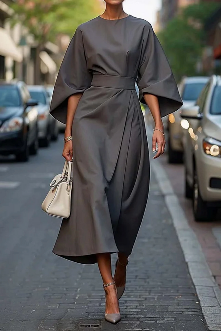 Dames Midi Jurk Elegant voor Feesten in Grijs
