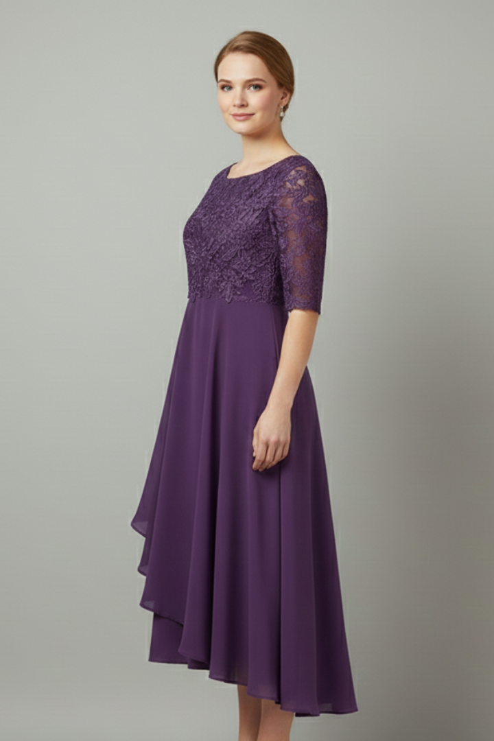 Dames midijurk met print en korte mouwen (4)
