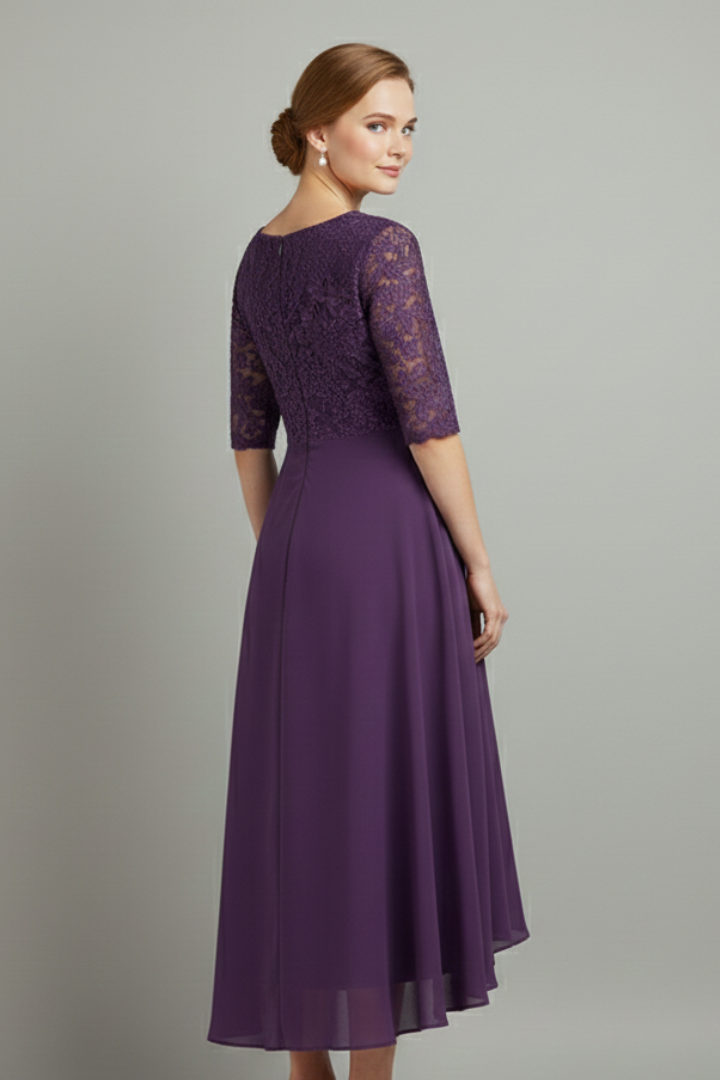 Dames midijurk met print en korte mouwen (5)