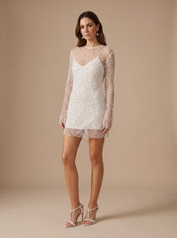 Elin | Dames mini glitter feestjurk met mesh