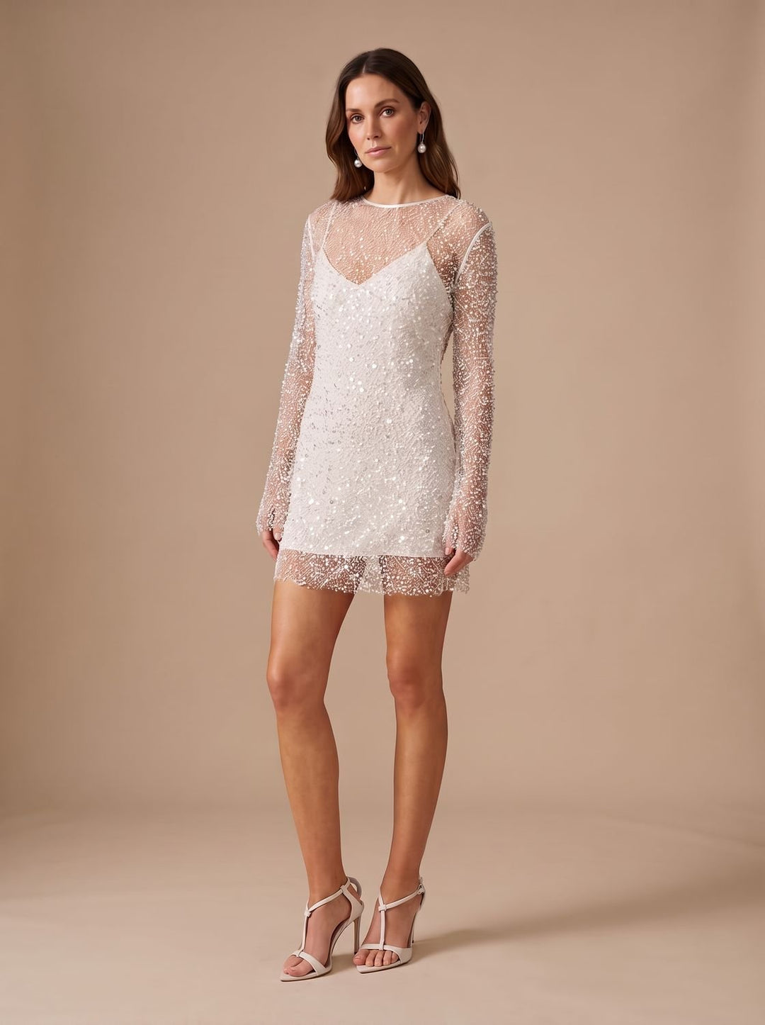 Dames mini glitter feestjurk met mesh (10)