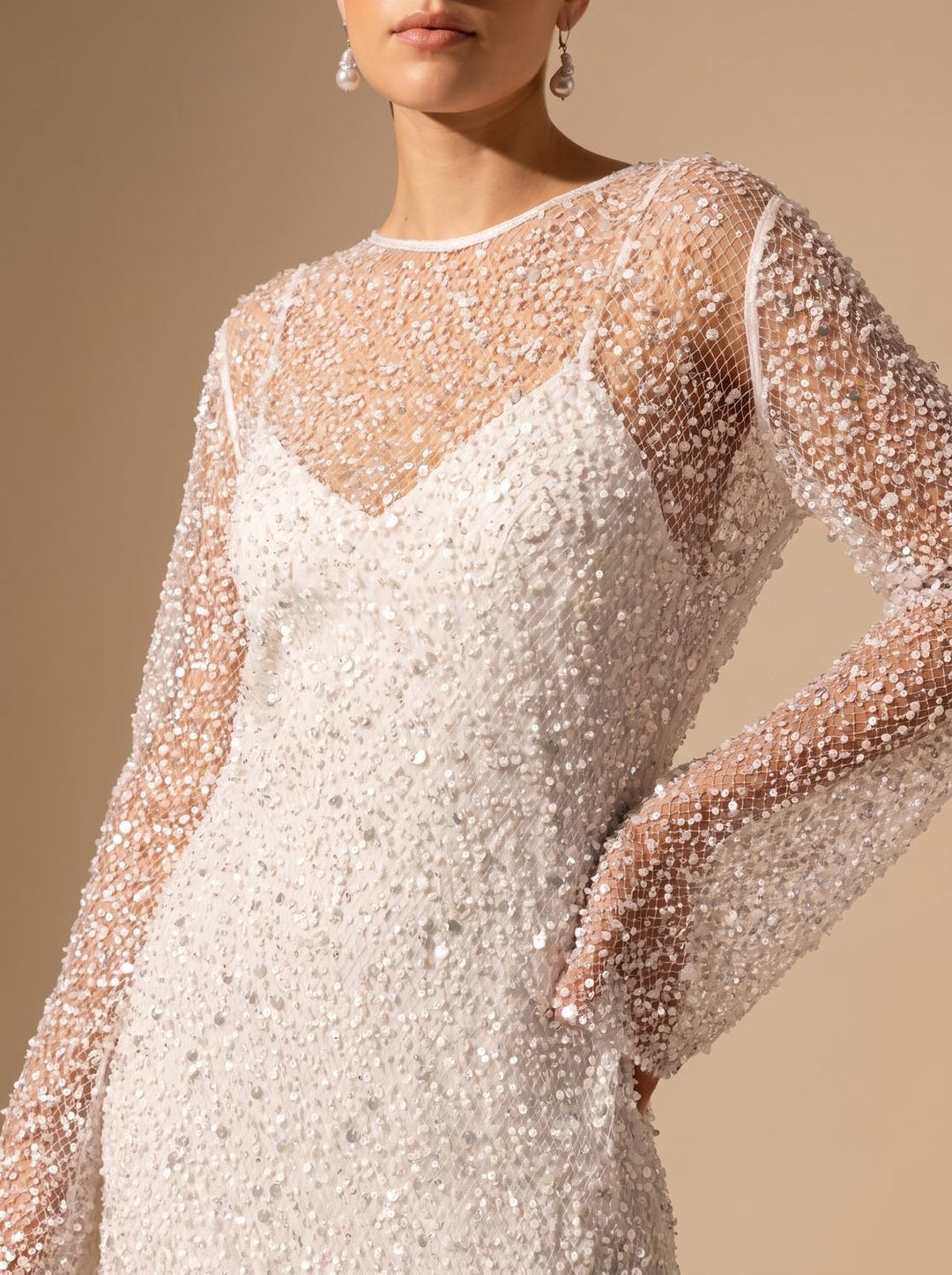 Dames mini glitter feestjurk met mesh (7)