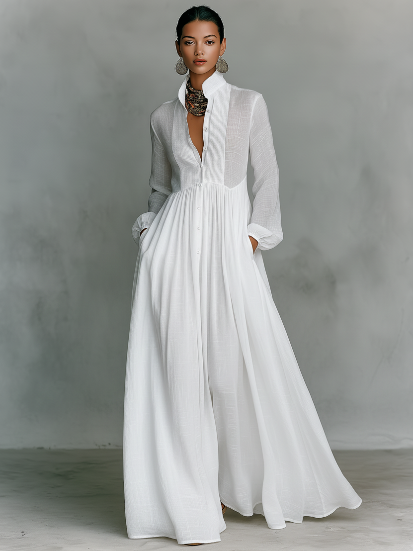 Dames Minimalistische Zomerjurk Maxi Patchwork (4)