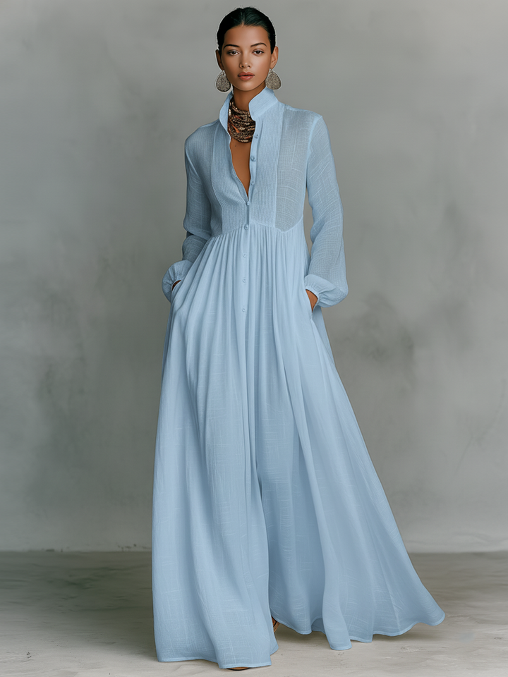 Dames Minimalistische Zomerjurk Maxi Patchwork in Blauw