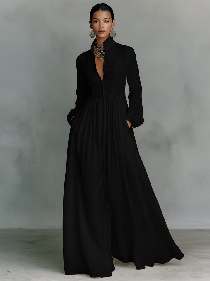 Dames Minimalistische Zomerjurk Maxi Patchwork in Zwart