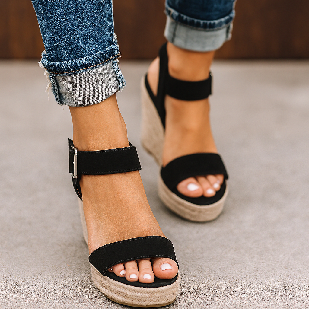 Dames Sleehak Sandaal voor de Zomer in Zwart