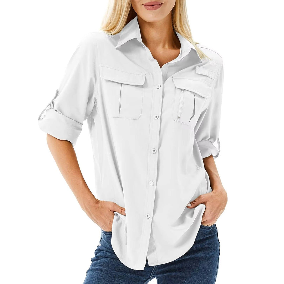 Dames Trekking-Blouse met UV-Bescherming in Wit