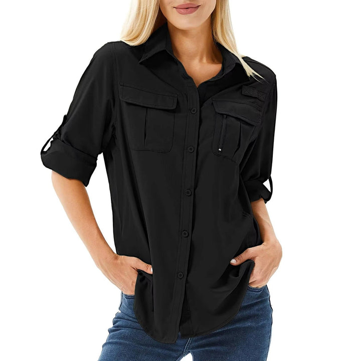 Dames Trekking-Blouse met UV-Bescherming in Zwart