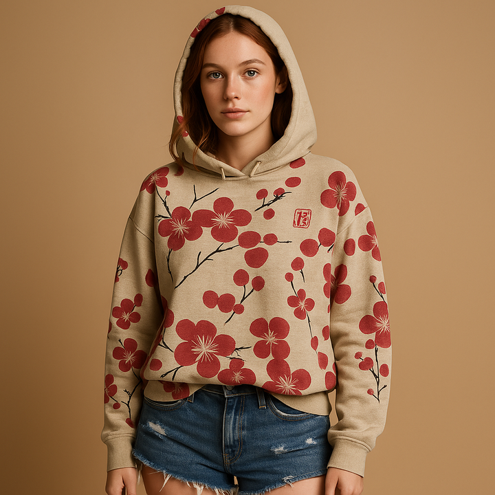 Dames Trui Hoodie Geprint Zacht Comfort in Rood