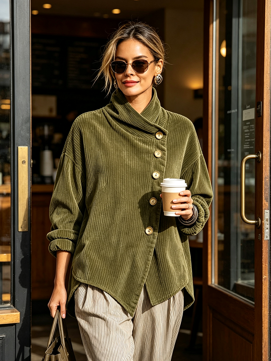 Dames Trui in Cord-Textuur voor Herfst (3)