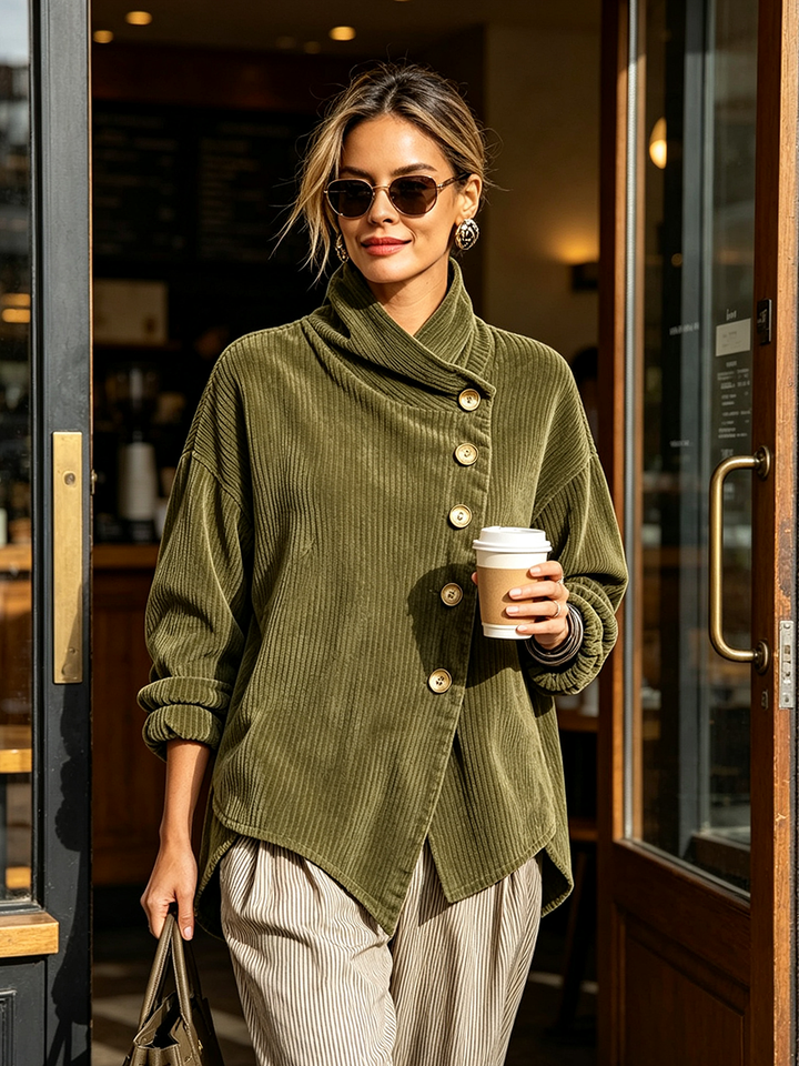Dames Trui in Cord-Textuur voor Herfst (3)