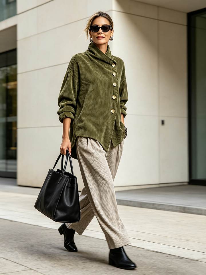 Dames Trui in Cord-Textuur voor Herfst (4)