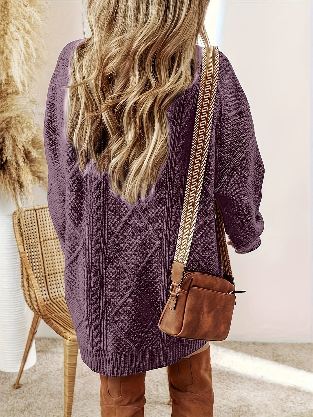 Dames trui jurk met kabelsteek (3)