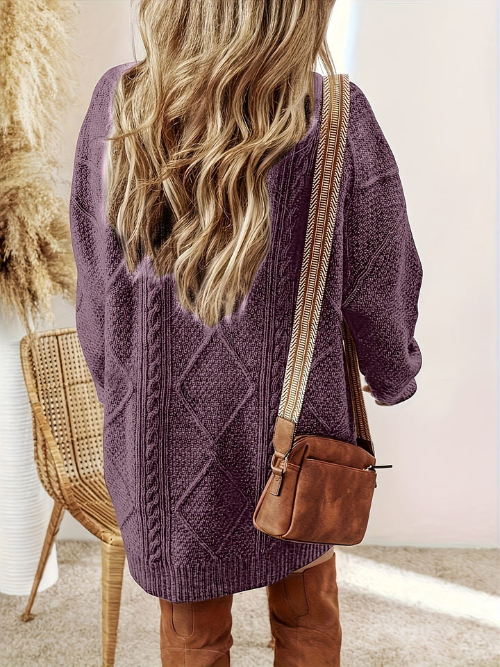 Dames trui jurk met kabelsteek (3)
