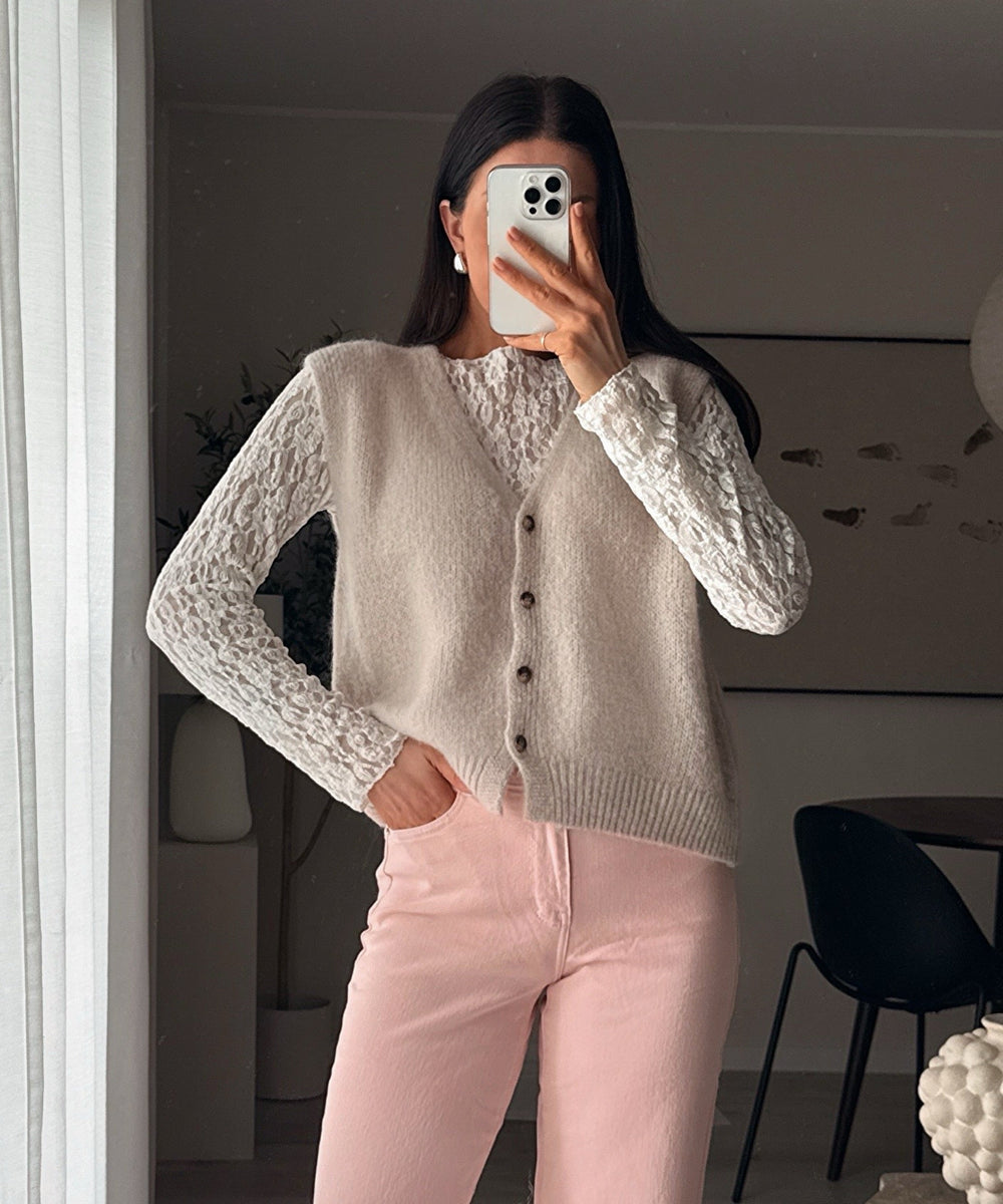 Dames Trui Korte Beige voor Kantoor in Beige 2