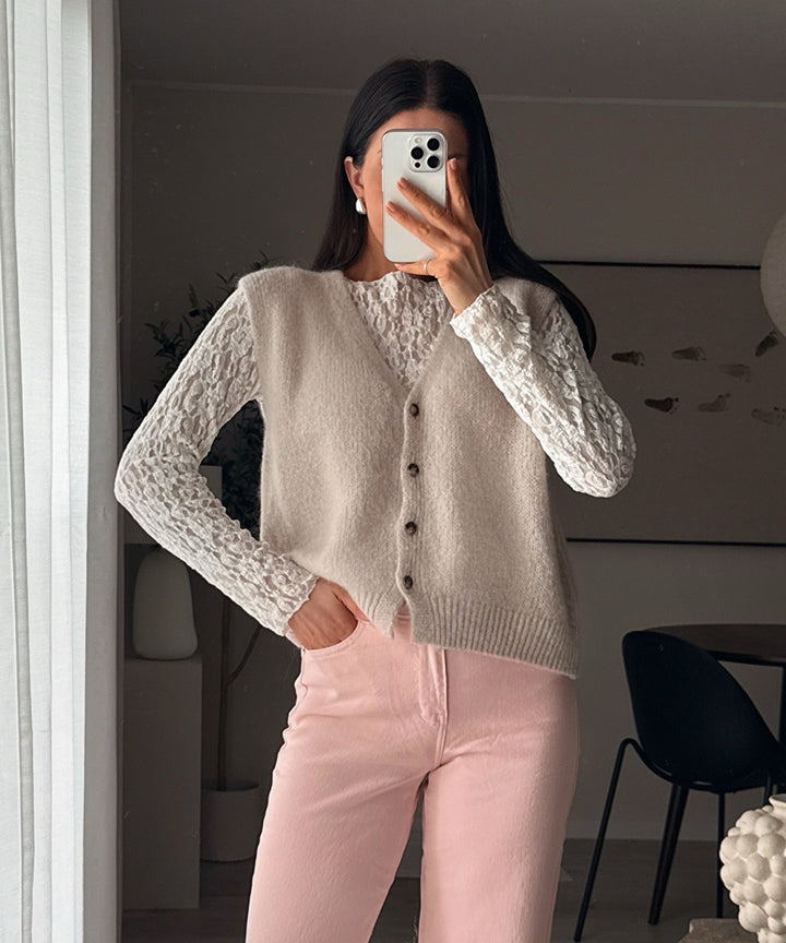 Dames Trui Korte Beige voor Kantoor in Beige 2