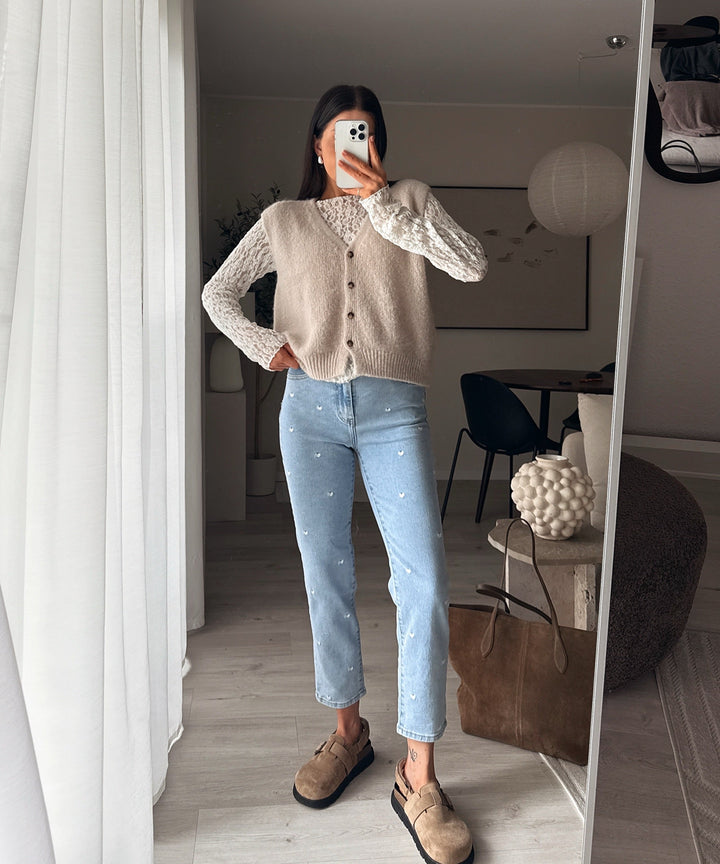 Dames Trui Korte Beige voor Kantoor in Beige 3