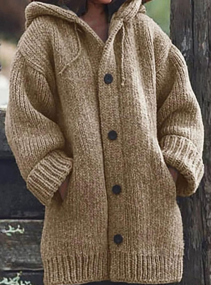 Dames Trui Oversized Chunky Knit in Khaki