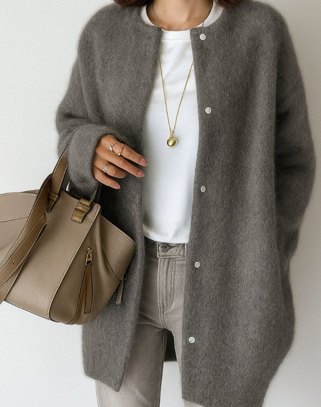 Dames trui oversized halflang casual in Grijs