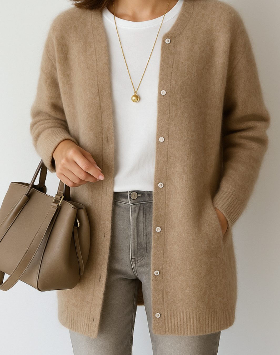 Dames trui oversized halflang casual in Khaki