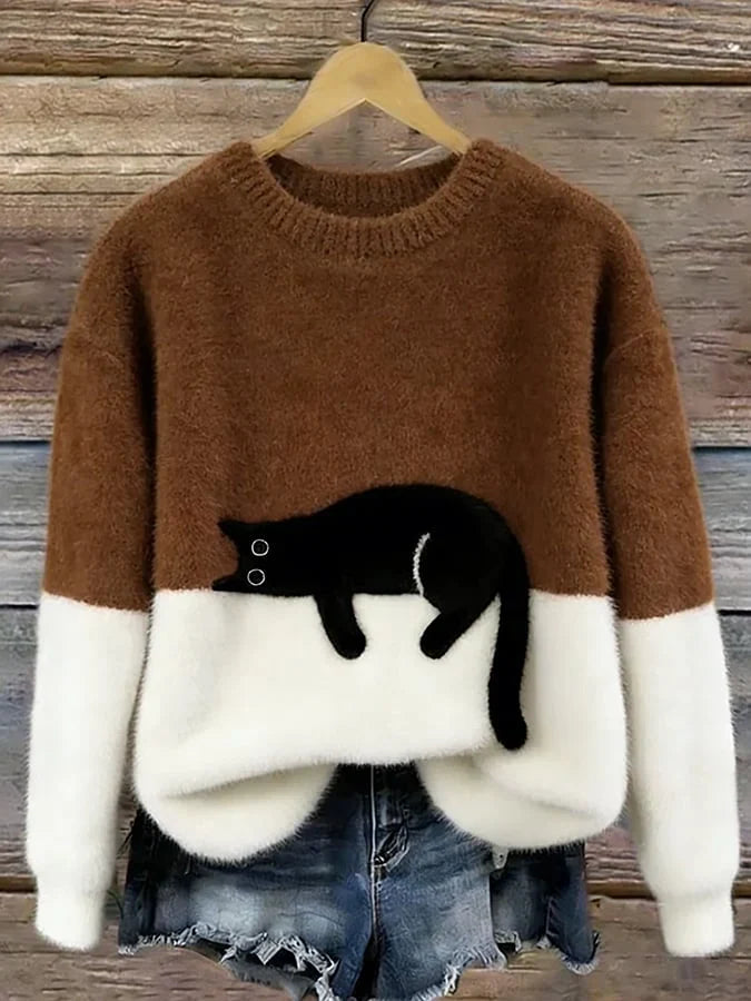 Dames Trui Oversized Speels Zacht in Bruin